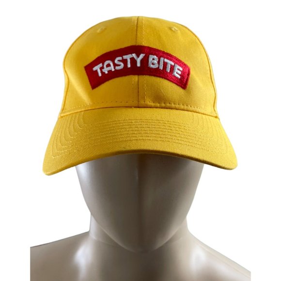 Port & Company Men's Tasty Bite Yellow/Red Embroidered Logo Strapback Cap Hat - Picture 1 of 5